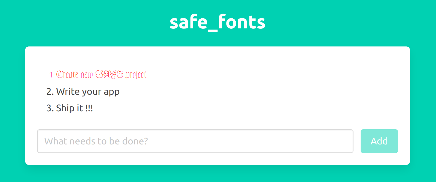 SAFE todos with first item in a different font